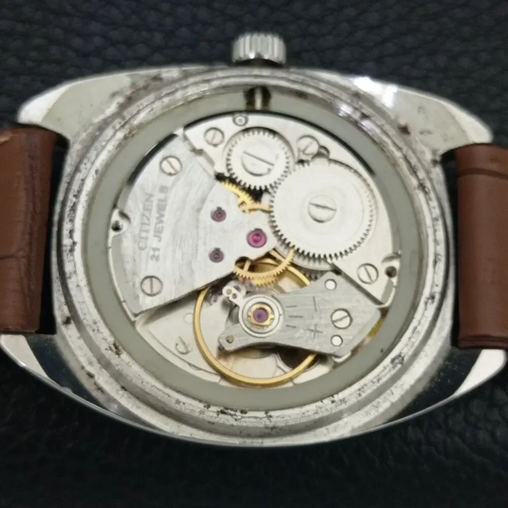 Vintage 1989 Citizen Manual Wound Mens Silver Watch & Silver accents
